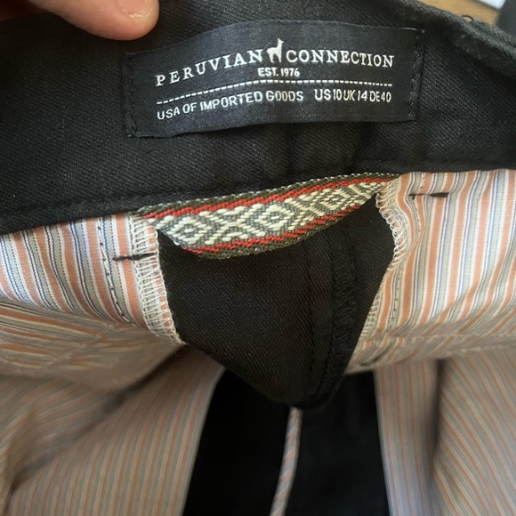 Peruvian Connection Linen Blend Cropped Black Pants Size 10 - Picture 4 of 5